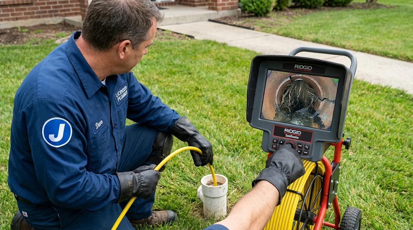 Sewer camera inspection being performed by Johns Plumbing LLC in Calera