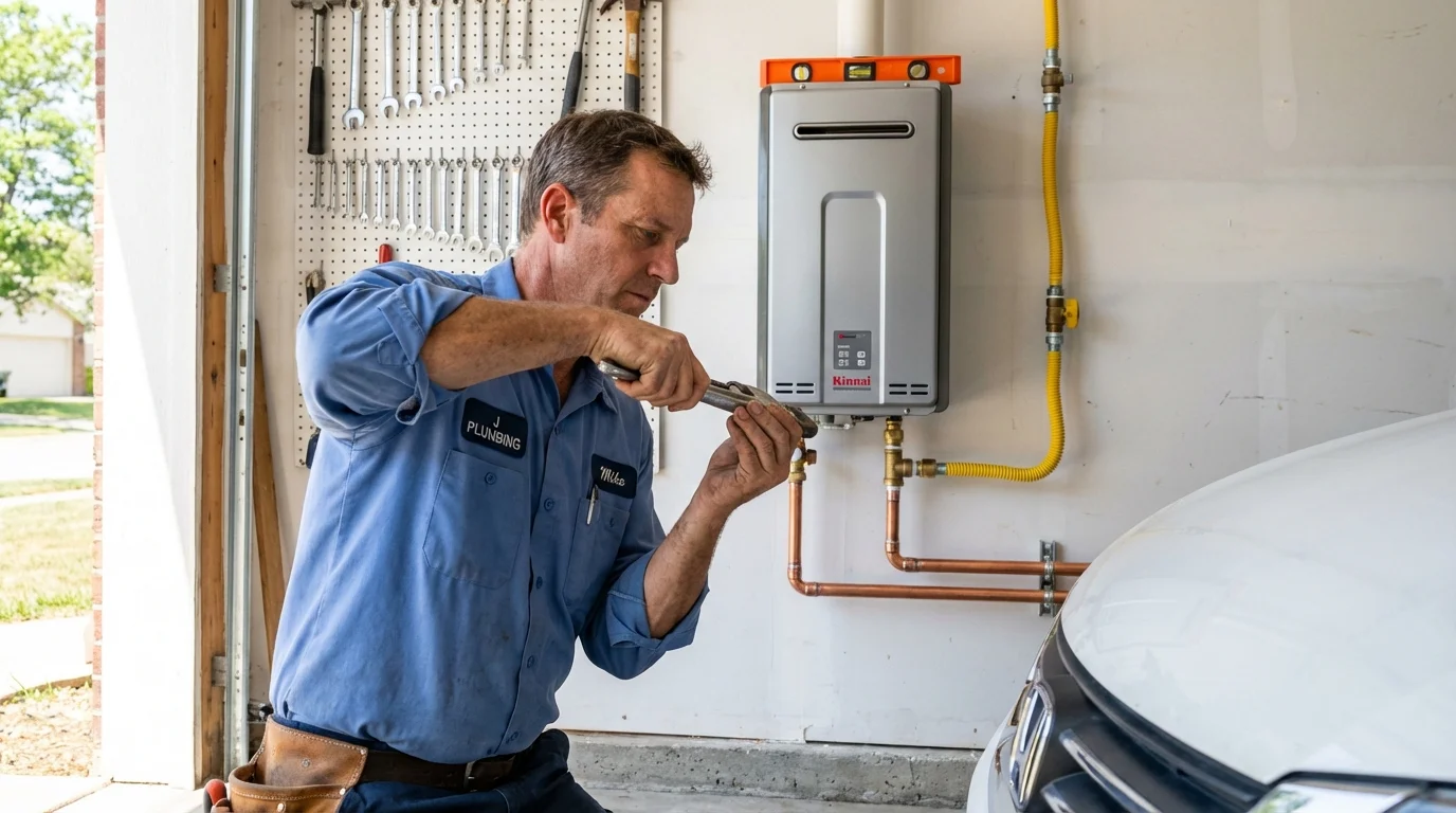 Tankless water heater installation by a Johns Plumbing LLC plumber in Calera